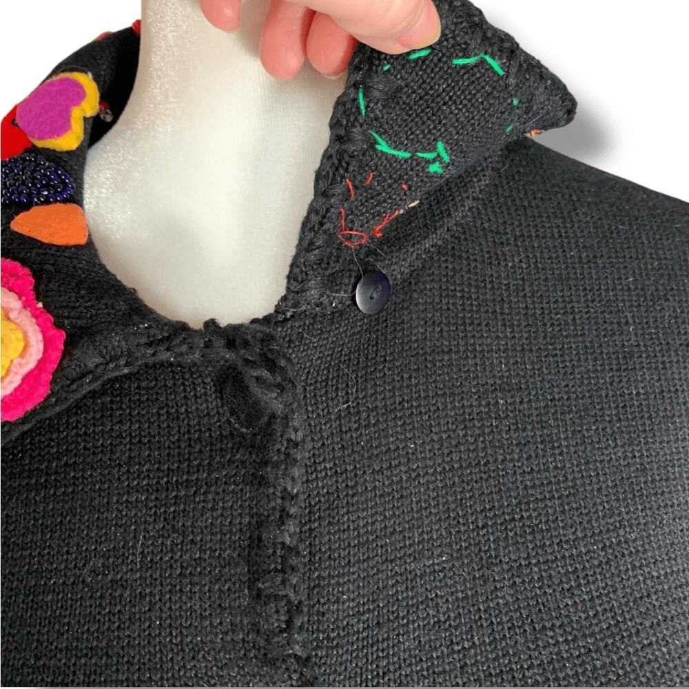 Vintage Michael Simon Heart Cardigan Sweater Colorful Novelty Maximalist Knit - Picture 9 of 10